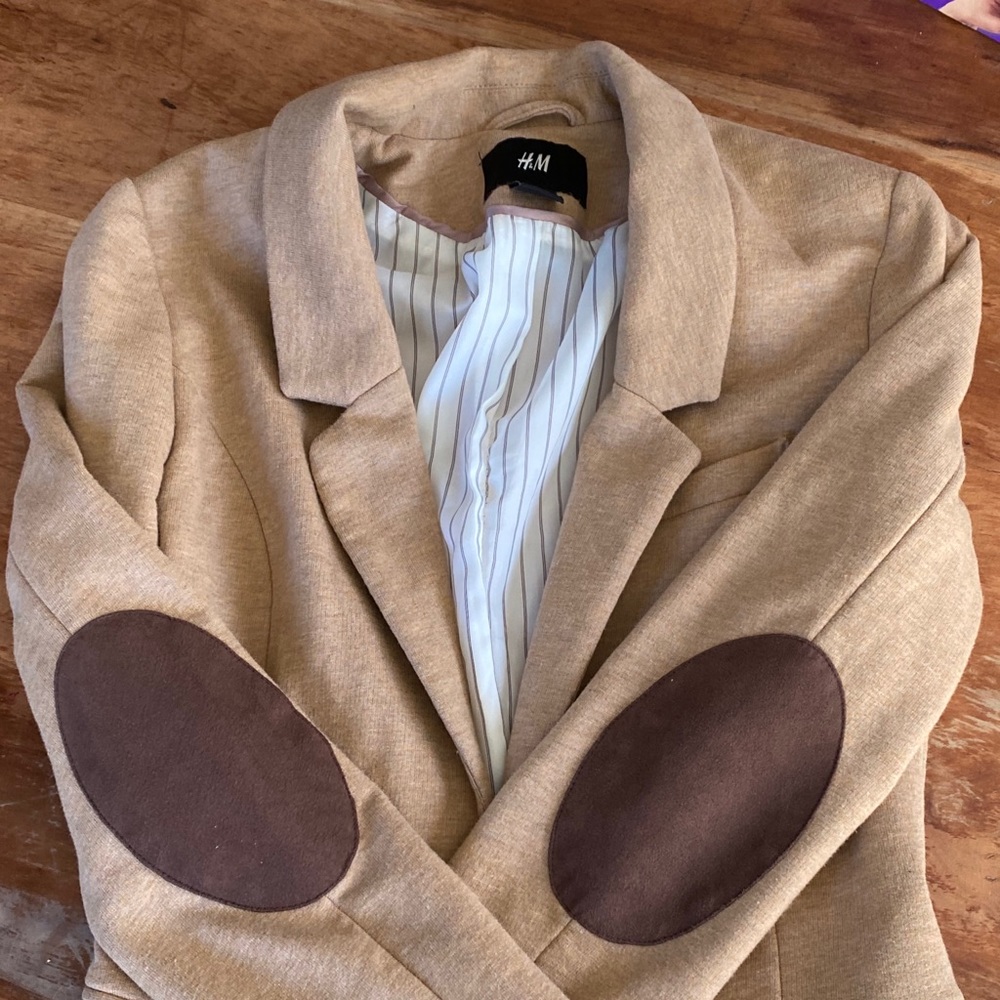 H&M Camel Blazer with Elbow Patches
